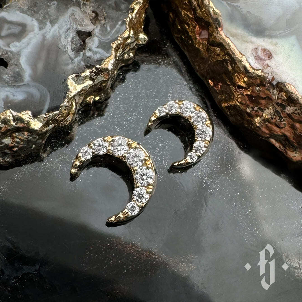 Накрутка "Shine Moon" - Желтое золото - White CZ