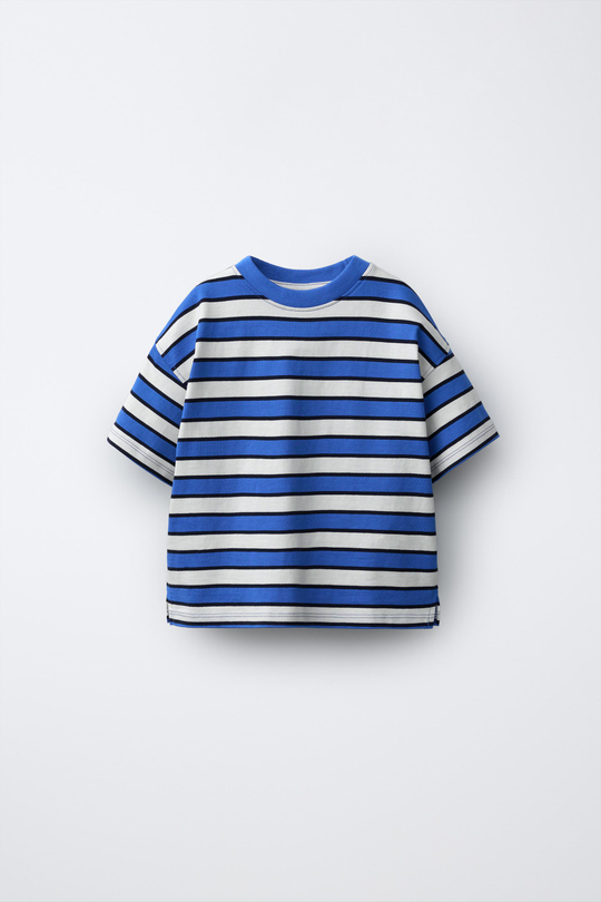 ZARA ФУТБОЛКА В ПОЛОСКУ, ЭКРЮ/СИНИЙ