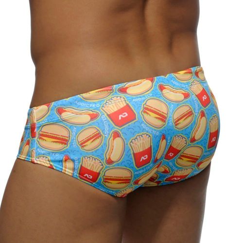 Мужские плавки брифы голубые с принтом  Пуш -ап Addicted