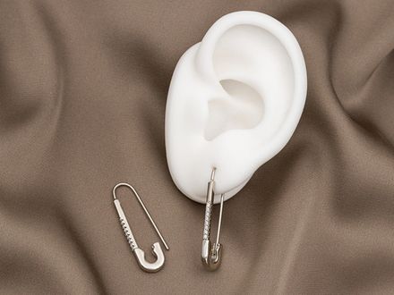 Серьги "Булавки" 33,5мм, со стразами