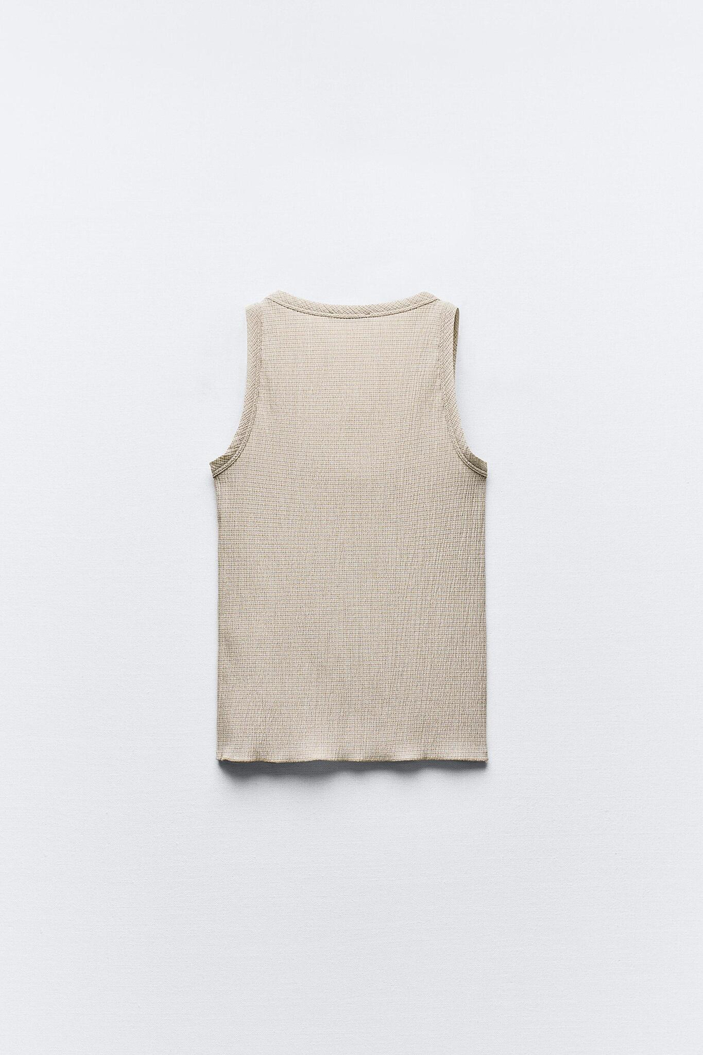 ZARA ТОП ИЗ ТЕКСТУРИРОВАННОЙ ТКАНИ, БЕЖЕВЫЙ