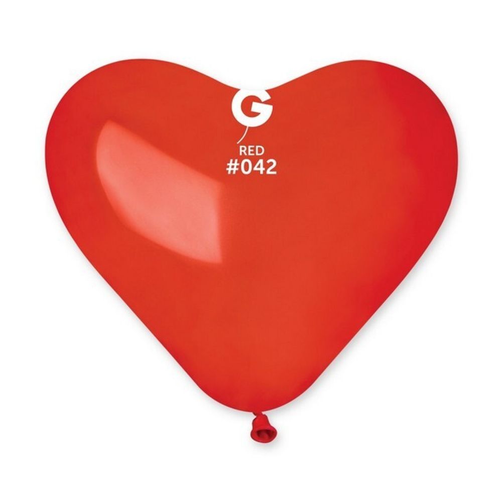 Сердца шары Gemar, цвет 042 кристалл, красный, 100 шт. размер 6&quot;