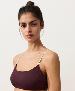 OYSHO Топ бикини с контрастными бретельками, темно-сливовый