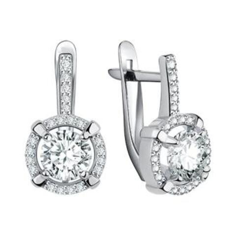 Серьги из серебра с фианитами