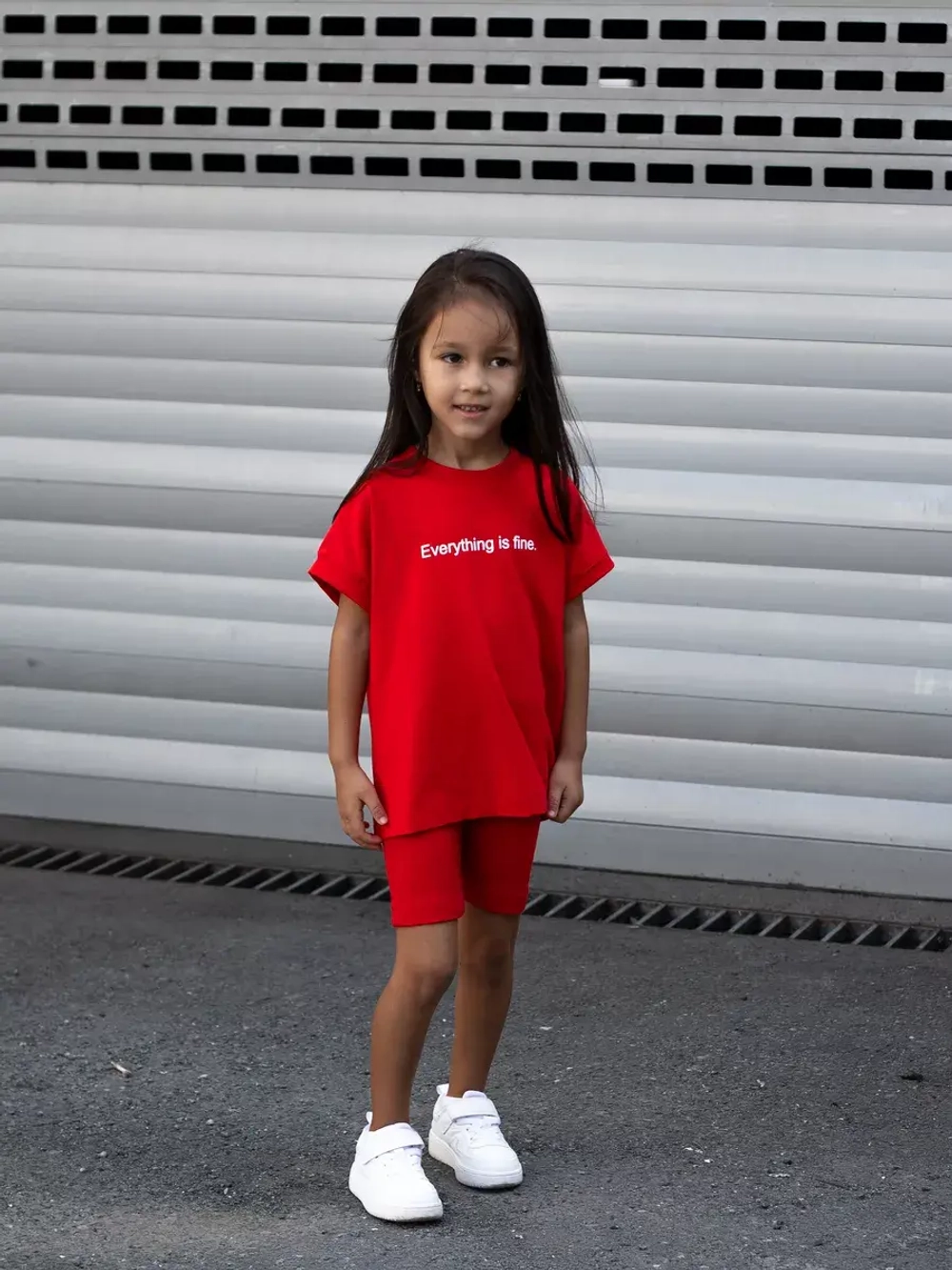 Костюм для девочки, футболка и велосипедки