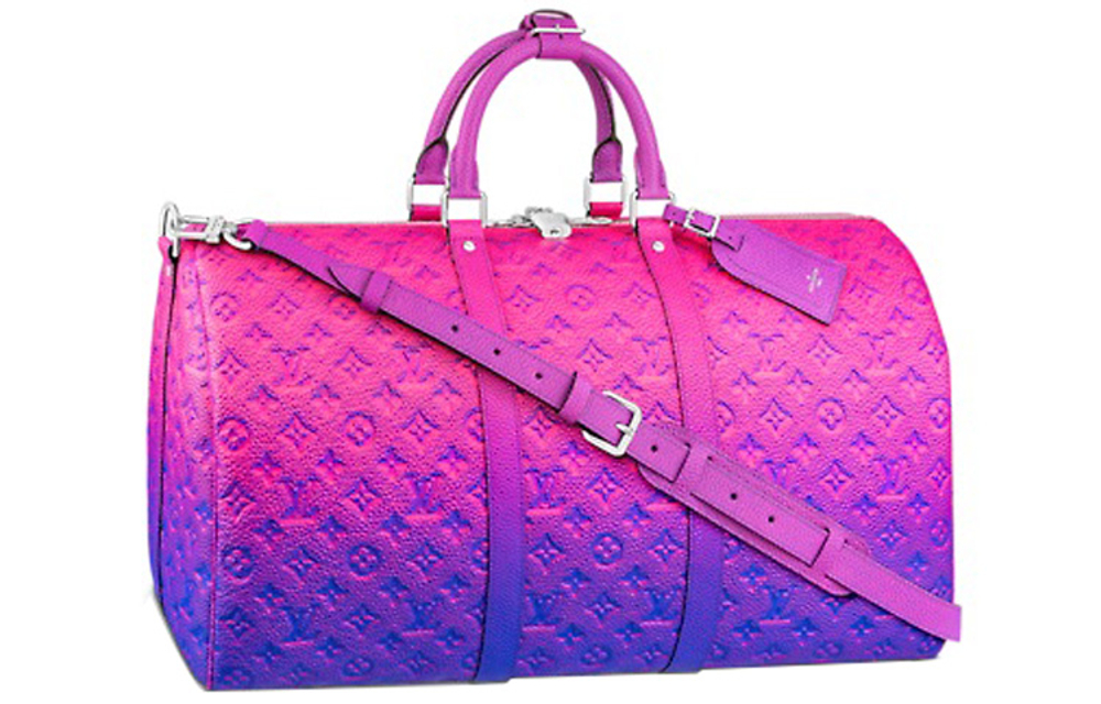LOUIS VUITTON Keepall 50B Taurillon Illusion Blue/Pink