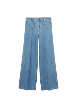 Широкие джинсы wideleg с карманами и высокой посадкой