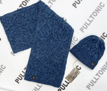 Комплект шарф и шапочка PULLTONIC - "УЗОР" Синий Меланж