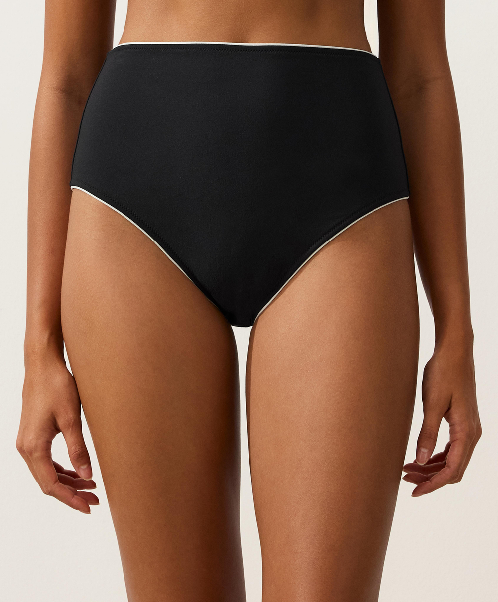 OYSHO Высокие плавки бикини с Piping, черный