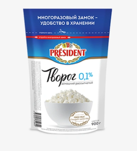 ТВОРОГ ДОМАШНИЙ 0% 900ГР PRESIDENT