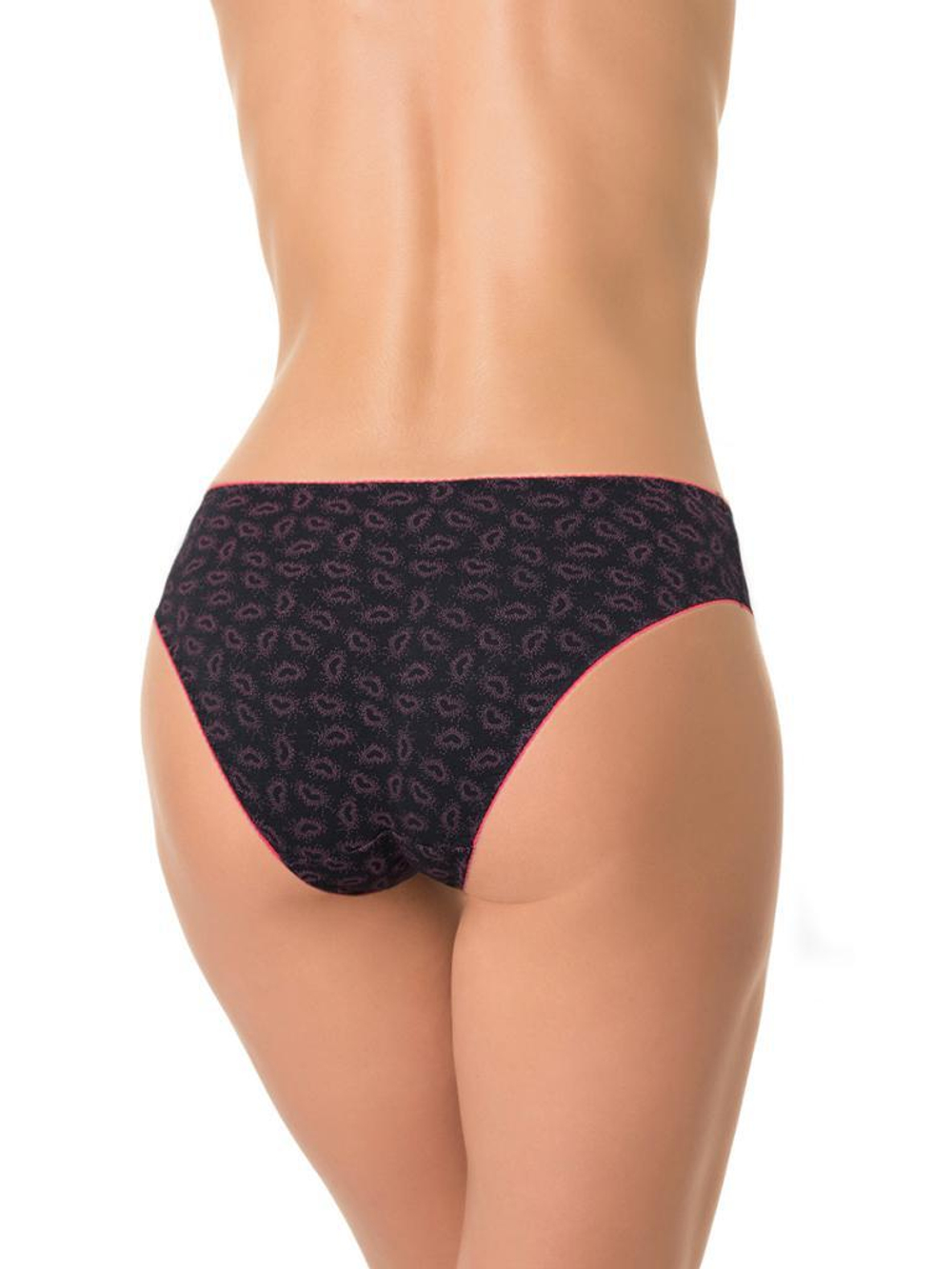 Трусики-слипы с сердечками (Размер: XL) (Цвет: черный)