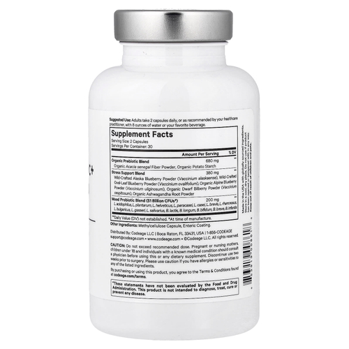 Codeage, Amen, пробиотик для настроения + со смесью пребиотической клетчатки, 60 вегетарианских капсул