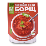 Набор Супы 4шт: Суп-пюре с грибами, Гороховый, Борщ, Куриный (DeliLabs)