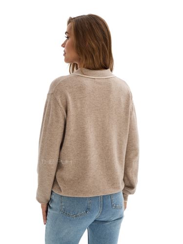 Темно-бежевое поло с длинным рукавом из шерсти