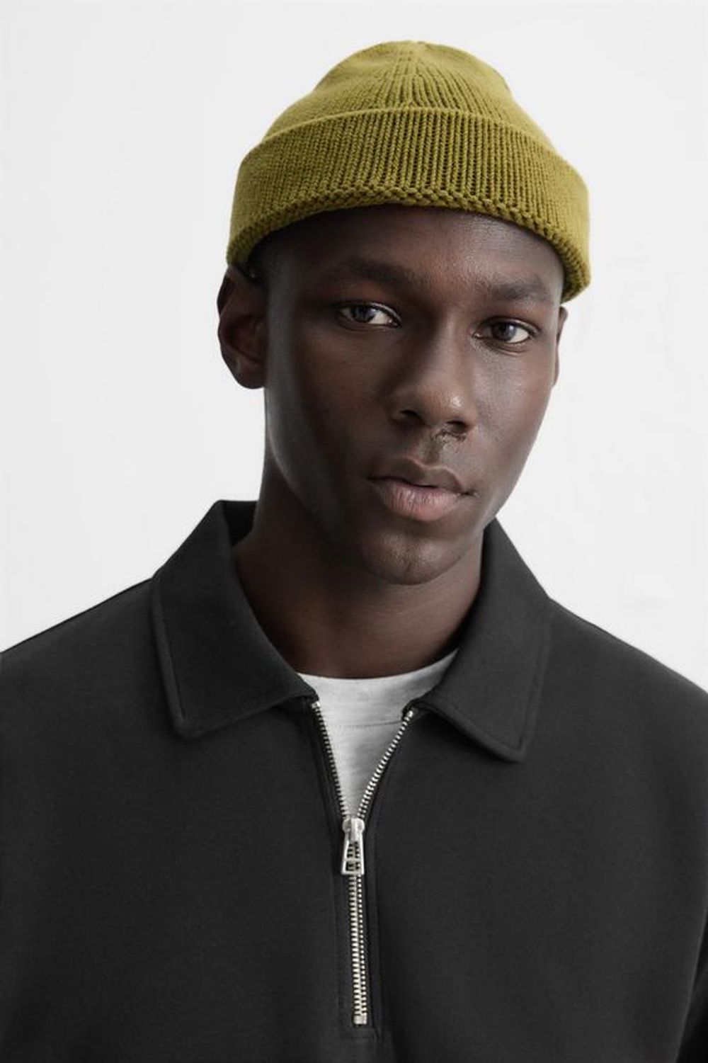 ZARA ПОЛО С ВОРОТНИКОМ НА МОЛНИИ, ЧЕРНЫЙ