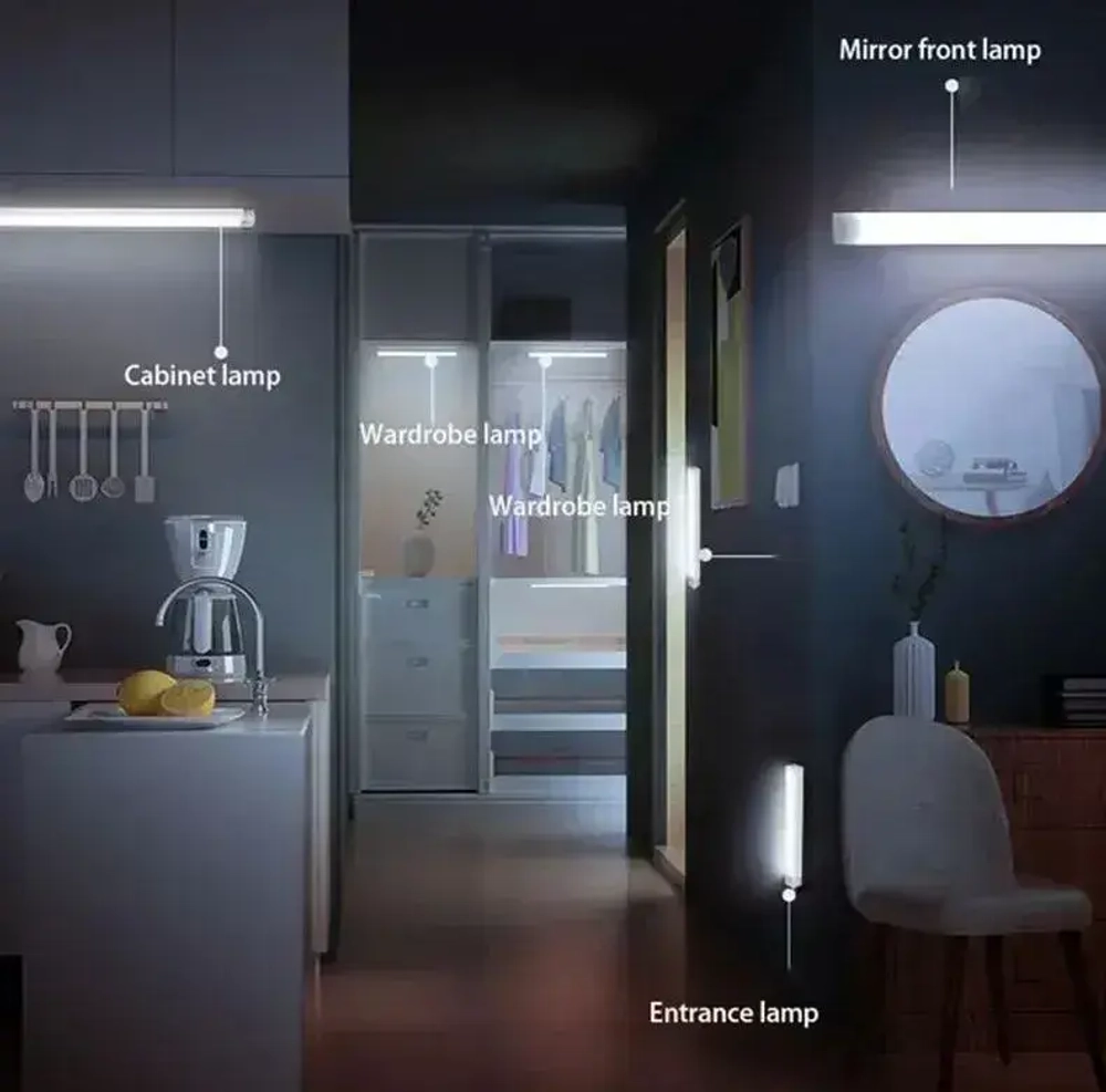 Светильник с датчиком движения беспроводной 30 см холодный белый