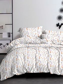 Постельное белье Полисатин Simple House "Flora" евро Наволочка 50х70 см 2 шт Простынь на резинке 180x200 см Пододеяльник 200x215 см