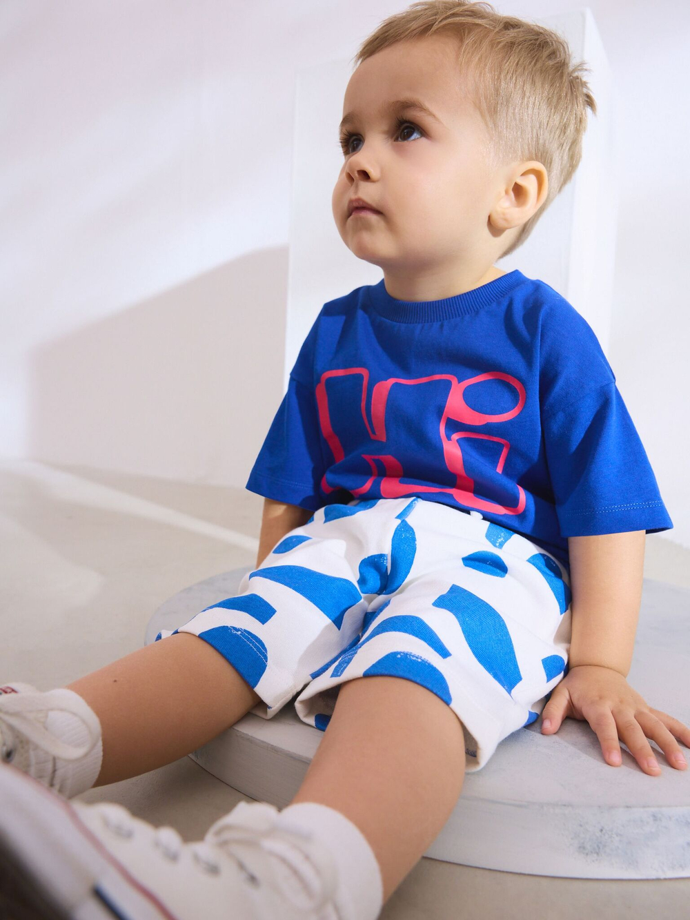 Футболка и шорты в комплекте для мальчика Next AG8-732, Синий, Белый