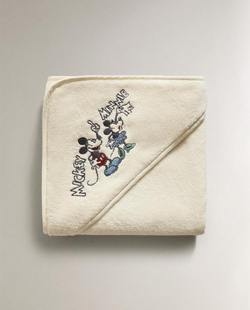 ZARA HOME ДЕТСКОЕ ПОЛОТЕНЦЕ С КАПЮШОНОМ МИККИ И МИННИ ©DISNEY, ЖЕЛТЫЙ