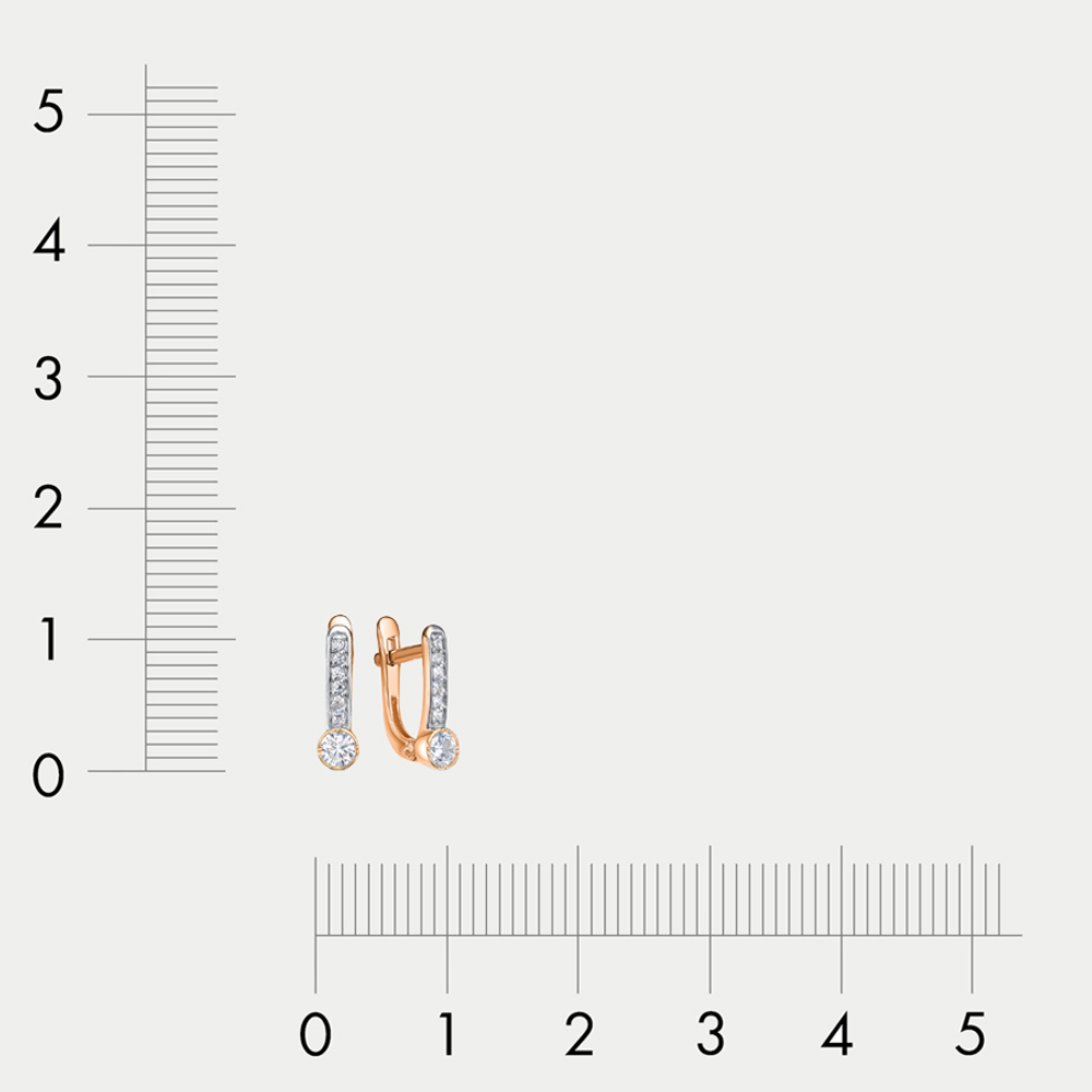 Серьги женские с фианитами из розового золота 585 пробы (арт. 1202526)