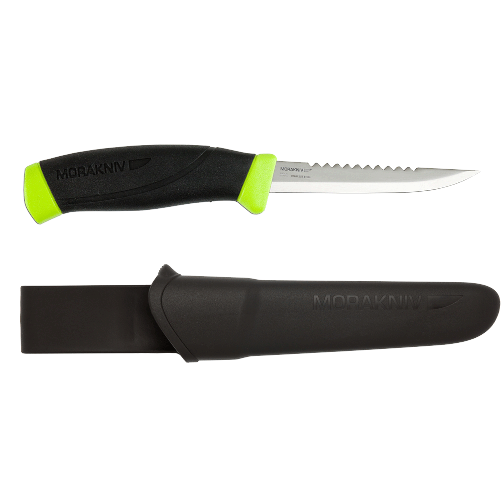 Нож Morakniv Fishing Comfort Serrated Edge, ножны, черный/зеленый