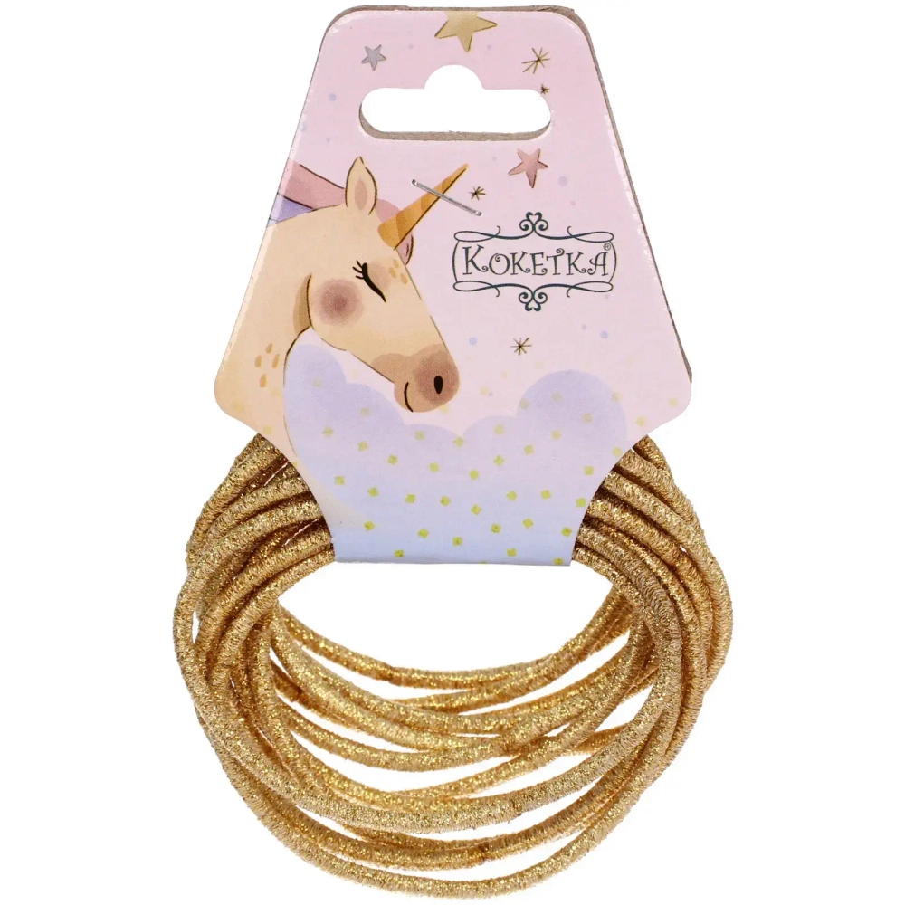 Резинки для волос 12шт «ЕЖЕВИКА», цвет золото, d-5,5см (подвес Единорог)