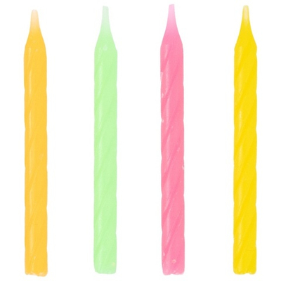 Свечи для торта «Цветные спирали» неоновые 6 см, 24 шт