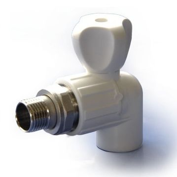 Кран шаровой Политэк 25x3/4" угловой для радиатора полипропиленовый