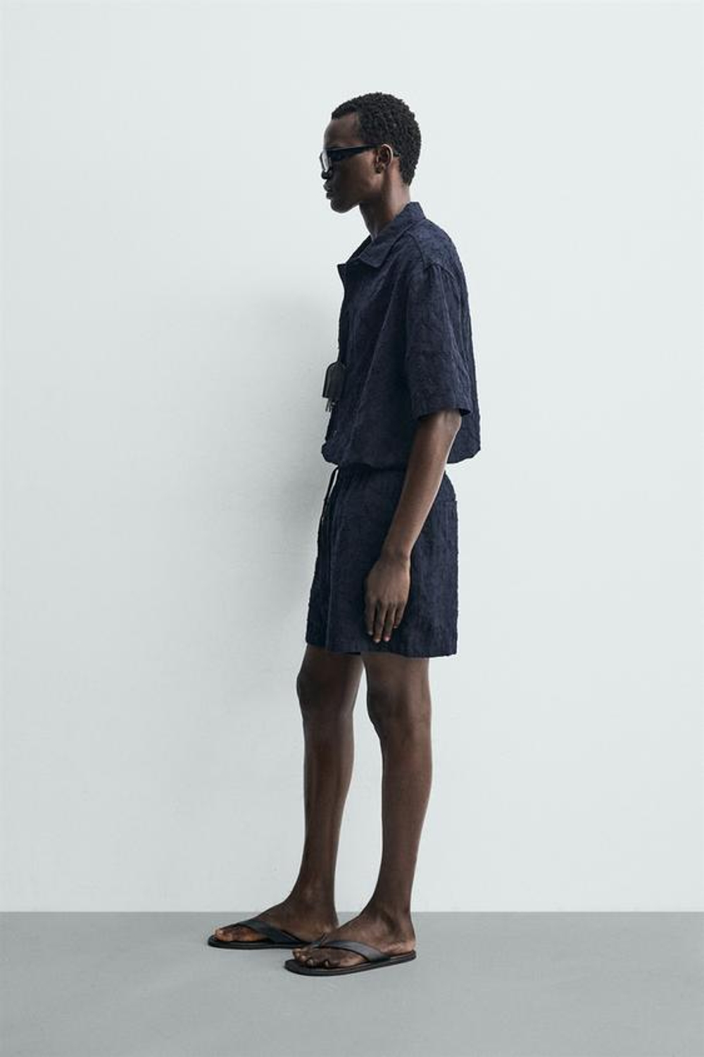ZARA ЖАККАРДОВЫЕ ШОРТЫ, МОРСКОЙ СИНИЙ