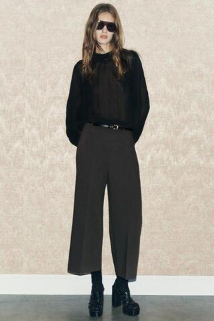 ZARA БРЮКИ-КЮЛОТЫ ИЗ КОЛЛЕКЦИИ ZW С ПОЯСОМ, СЕРОВАТЫЙ