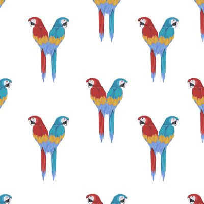 Попугаи на белом фоне геометрический принт