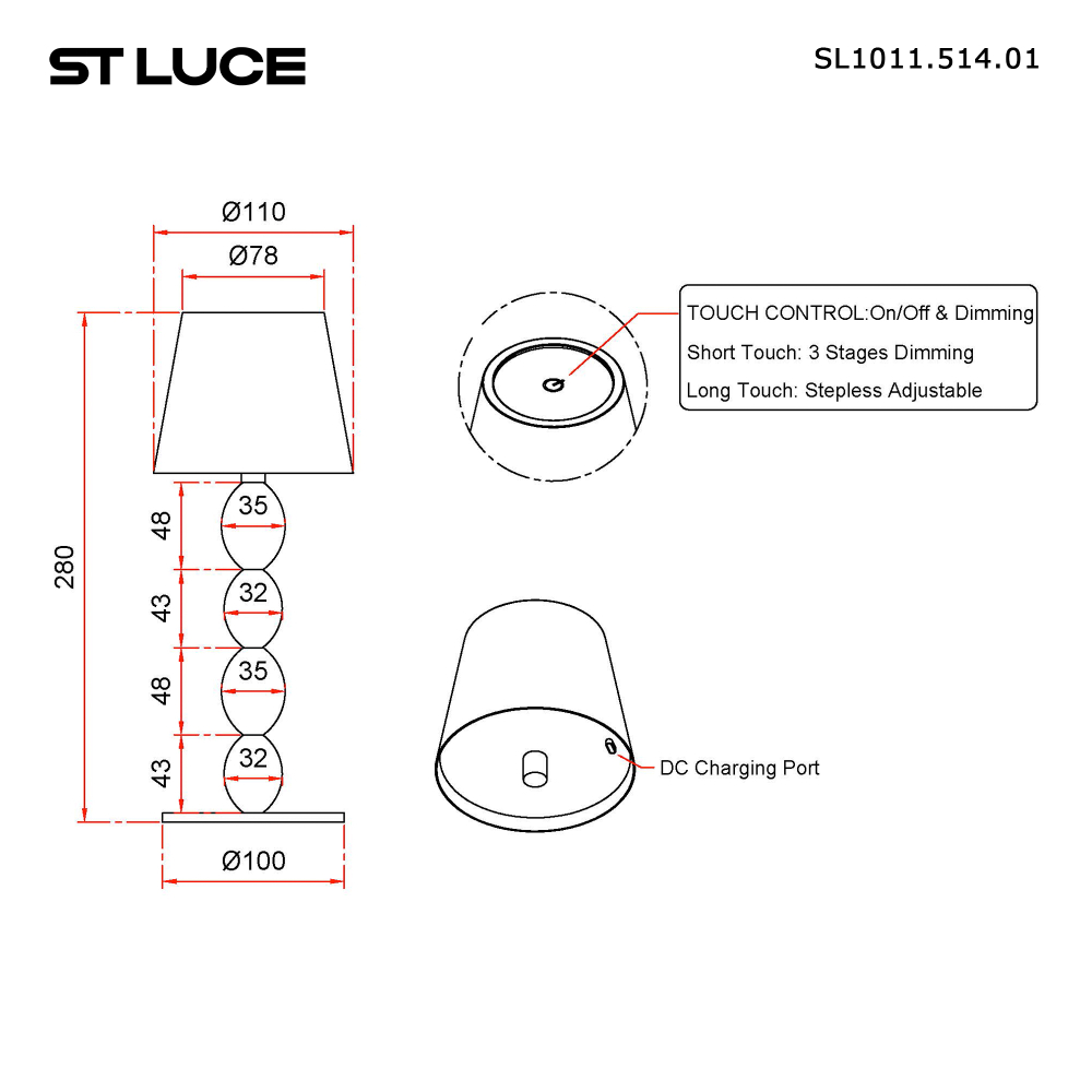 SL1011.514.01 Прикроватная лампа ST-Luce Белый, Золотистый/Белый LED 1*3W 3000-6000K