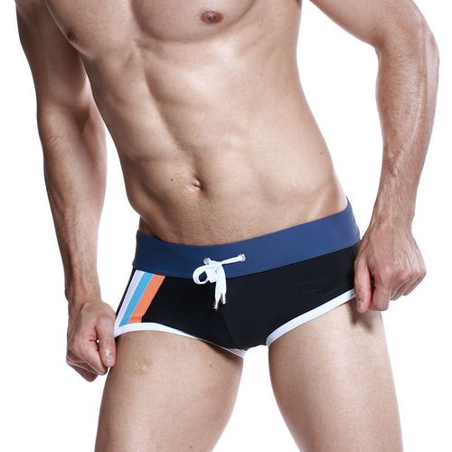 Мужские плавки хипсы черные с синим поясом Seobean Marine Hip Boxer