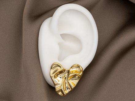 Серьги-гвоздики "Сердце. Мятый металл" 25,5мм