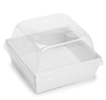 Коробка под бенто-торт 15*15*9,5см белая с прозрачной крышкой