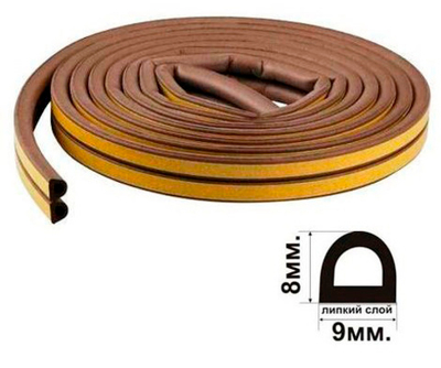 Уплотнитель резиновый самоклеющийся D100 коричневый