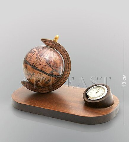 (555) Глобус на подст.с часами H 13 cм