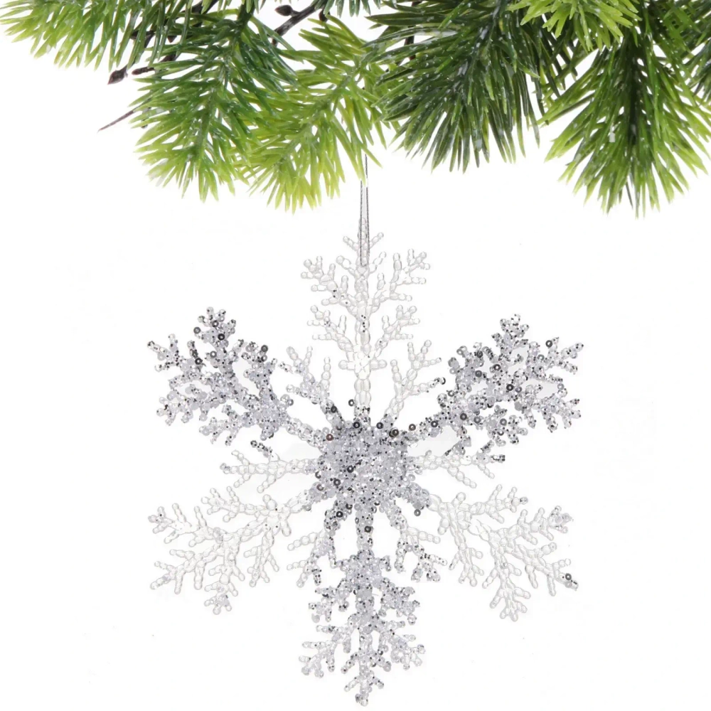 Подвеска новогодняя «Мерцающая снежинка» 21 см, Белый