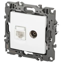 Розетка ЭРА Серия 12 12-3110-01М комбинированная RJ45+TV, белый матовый
