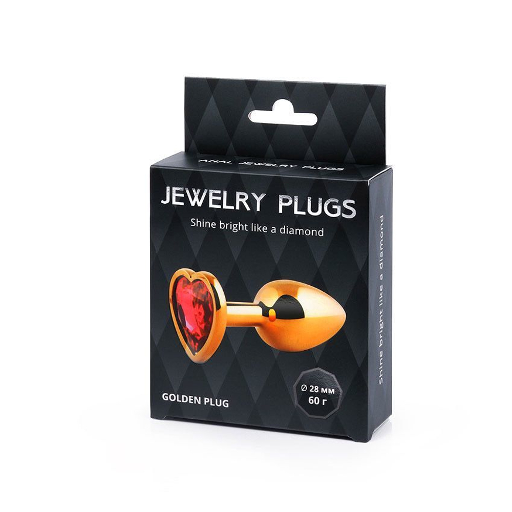 Анальная пробка Anal Jewelry Plug, 7 см – золотистая с сердцем