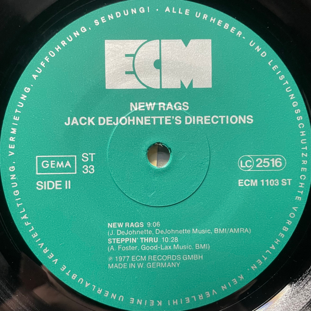 Jack DeJohnette's Directions ‎– New Rags (Германия 1977г.) ECM