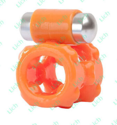 Оранжевое эрекционное кольцо с минивибратором