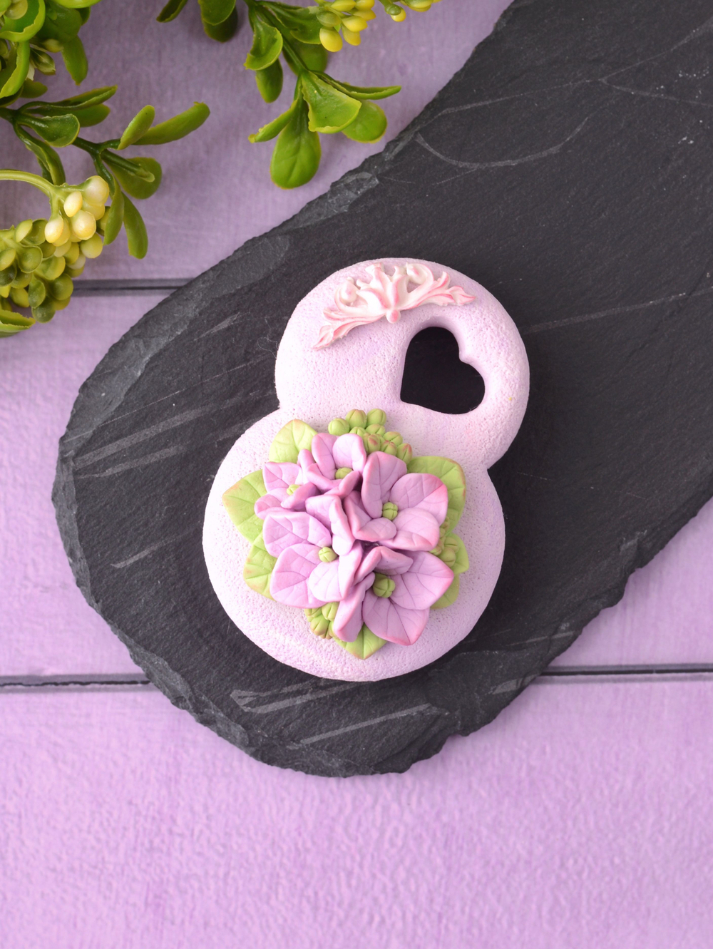 Силиконовый молд "8" с гортензиями