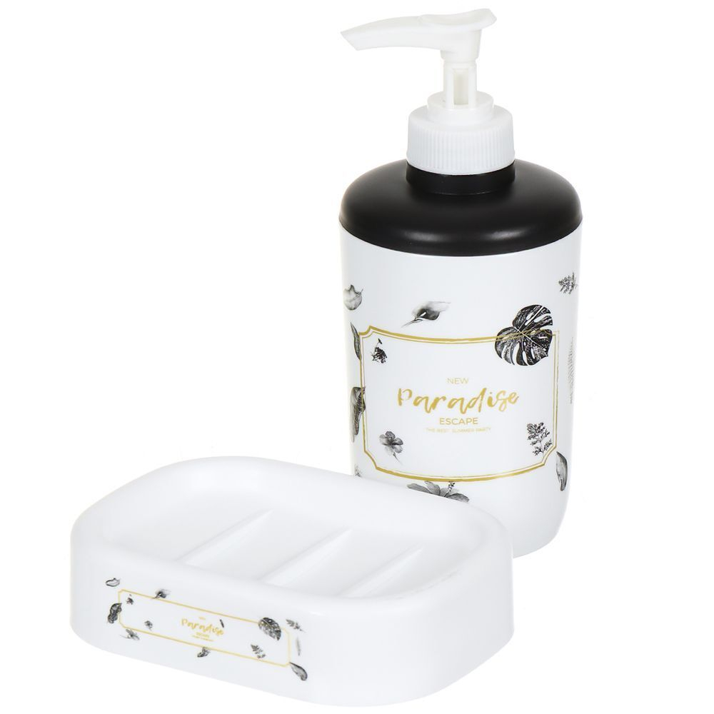 Набор для ванной 4 пр, Парадиз, бел, пластик, стак,подс д/зуб щет,дозат д/мыла,мыл-ца, Y9-086