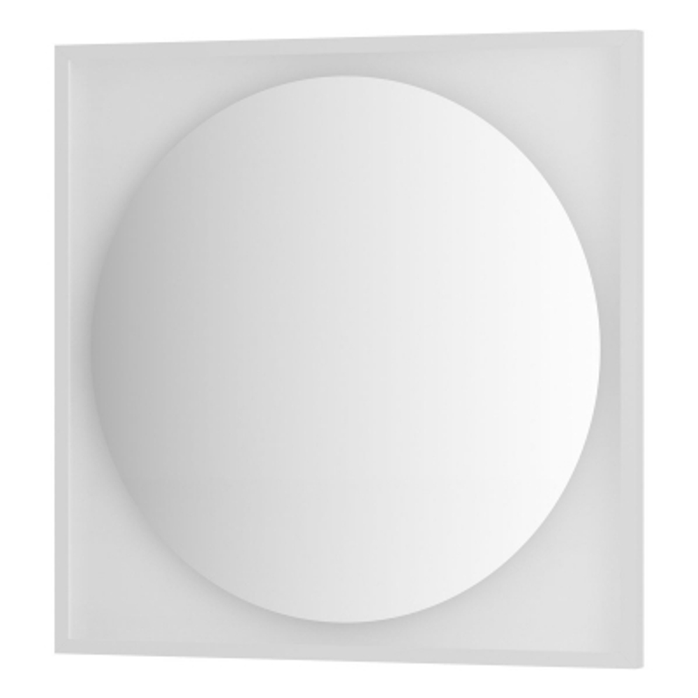 Зеркало Defesto с LED-подсветкой без выключателя 18 W теплый белый свет, белая рама 80x80 см