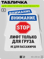 Табличка для обеспечения безопасности "Внимание, лифт только для груза", для офиса, по охране труда для предприятия, организаций, 40х30 см, Silver Plane x Айдентика Технолоджи