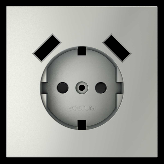 Накладка для розетки с заземлением и защитными шторками с USB A+A S70 (сталь) Voltum VLS000905