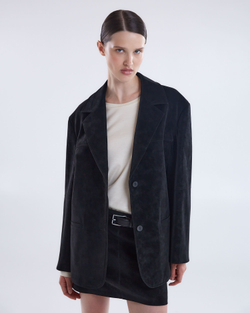 Жакет свободного кроя из искусственной замши черный