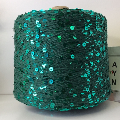 GLAMOUR; 100% хлопок, пайетки 3 мм и 6мм; 240м/100гр; цвет: тёмно-зелёная нить, пайетки глянцевые в цвет нити