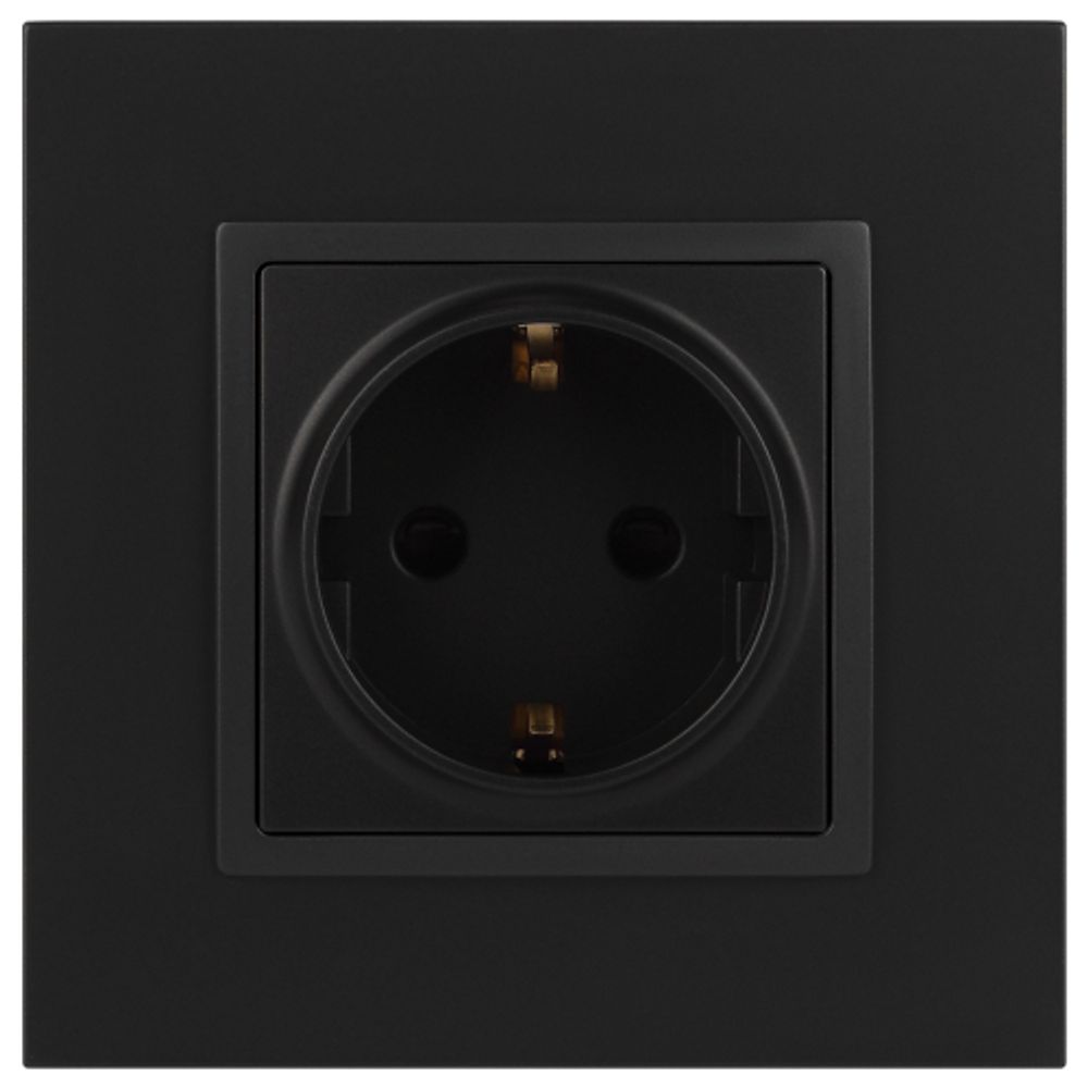 14-2102-05 ЭРА Розетка 2P+E Schuko со шторками, 16A-250В, IP20, Эра Elegance, антрацит | Elegance Антрацит
